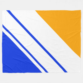 Sportieve Vivid Blue Yellow Wide White Racing Stri Fleece Deken