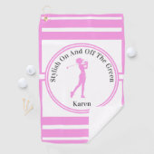 Sportieve vrouw Golfer Silhouette Standing Golf T- Golfhanddoek (Insitu)