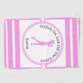 Sportieve vrouw Golfer Silhouette Standing Golf T- Golfhanddoek (Horizontaal)