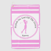 Sportieve vrouw Golfer Silhouette Standing Golf T- Golfhanddoek (Voorkant)