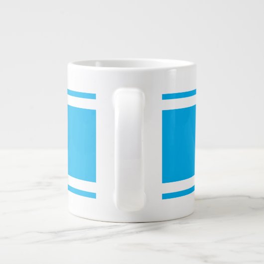 Sportieve Wide Bright Sky Blue White Racing Stripe Grote Koffiekop (Achterkant)