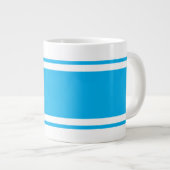 Sportieve Wide Bright Sky Blue White Racing Stripe Grote Koffiekop (Voorkant rechts)