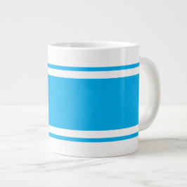 Sportieve Wide Bright Sky Blue White Racing Stripe Grote Koffiekop