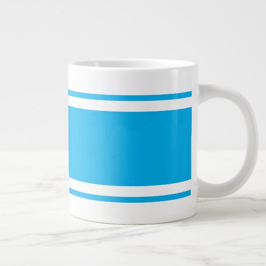 Sportieve Wide Bright Sky Blue White Racing Stripe Grote Koffiekop (Rechts)