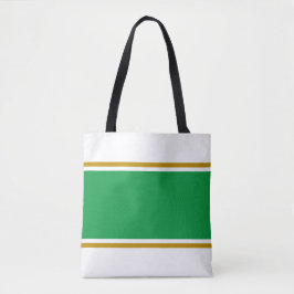 Sportieve Wide Kelly Green Brown Racing Stripes Tote Bag