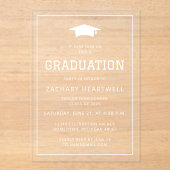 Sportieve witte afstudeerfeest uitnodiging (Voorkant)