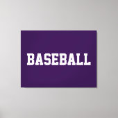 Sportieve witte BASEBALL-tekst op diepe paars Canvas Afdruk (Voorkant)