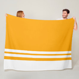 Sportieve witte racestrepen rand op vet geel fleece deken