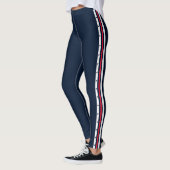 Sportieve zijstreep Mode Rood Wit Deep Navy Leggings (Links)