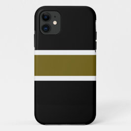Sportieve zwarte gouden olijf witte centrum strepe Case-Mate iPhone case