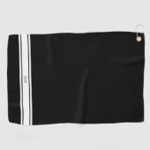 Sportieve zwarte Monogram Golf Handdoek (Horizontaal)