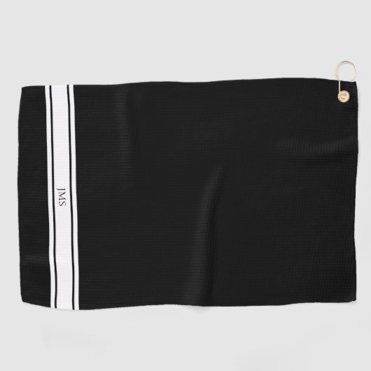Sportieve zwarte Monogram Golf Handdoek (Horizontaal)