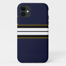 Sportieve zwarte witte racestrepen op Navy Blue