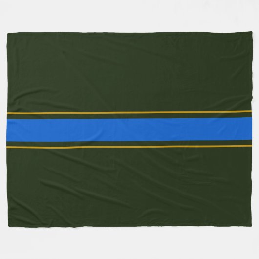 SportieveBold Retro Forest Green Blue Racing Strip Fleece Deken (Voorkant (Horizontaal))