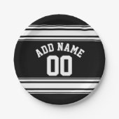 SportJersey Black en White Stripes Name Number Papieren Bordje (Voorkant)