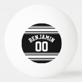 SportJersey Black en White Stripes Name Number Pingpongbal (Achterkant)