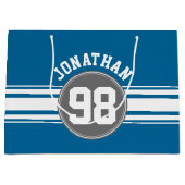 SportJersey Blue en grijze strepjes Large Cadeautasje (Voorkant)