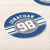 SportJersey Blue en grijze strepjes Ronde Kartonnen Onderzetter (Gebogen)