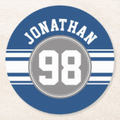 SportJersey Blue en grijze strepjes Ronde Kartonnen Onderzetter (Voorkant)