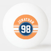 SportJersey Blue en Oranje Stripes Name Number Pingpongbal (Voorkant)