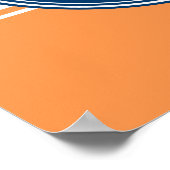 SportJersey Blue en Oranje Stripes Name Number Poster (Hoek)