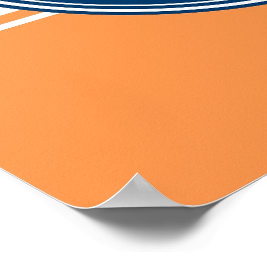 SportJersey Blue en Oranje Stripes Name Number Poster (Hoek)