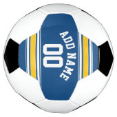 SportJersey Blue en Yellow Stripes Name Number Voetbal (Gedraaid)