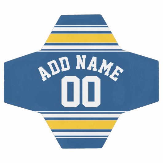 SportJersey Blue en Yellow Stripes Name Number Voetbal (Enkel)