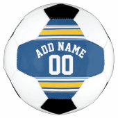SportJersey Blue en Yellow Stripes Name Number Voetbal (Voorkant)