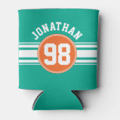 SportJersey Stripes Emerald & Oranje Name Number Blikjeskoeler (Voorkant)