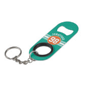 SportJersey Stripes Emerald & Oranje Name Number Mini Flessenopener (Voorkant Gekanteld)
