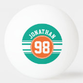 SportJersey Stripes Emerald & Oranje Name Number Pingpongbal (Achterkant)