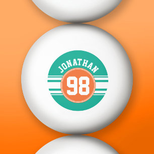 SportJersey Stripes Emerald & Oranje Name Number Pingpongbal