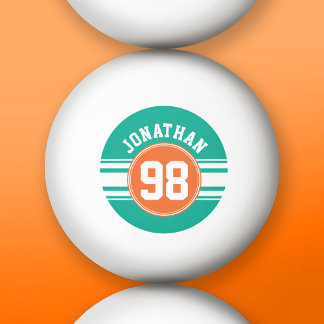 SportJersey Stripes Emerald & Oranje Name Number Pingpongbal