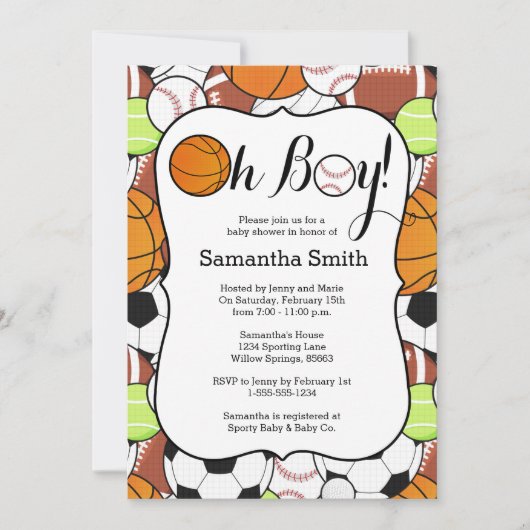 Sportjongen. Baby Shower Kaart (Voorkant)