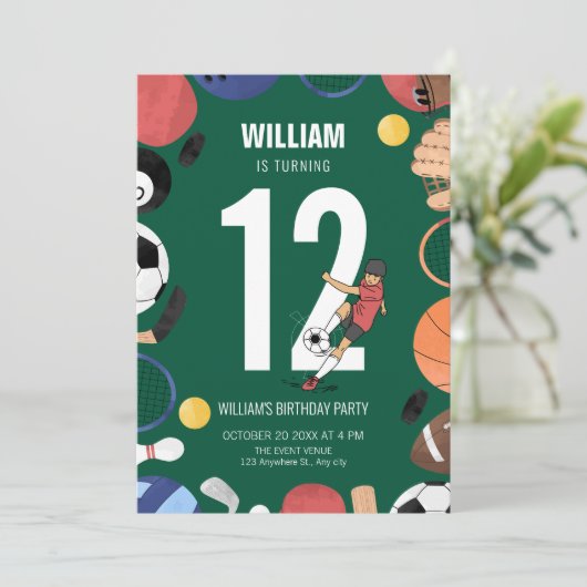 Sportjongen verjaardag kaart (Staand voorkant)