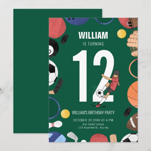 Sportjongen verjaardag kaart (Voorkant / Achterkant)