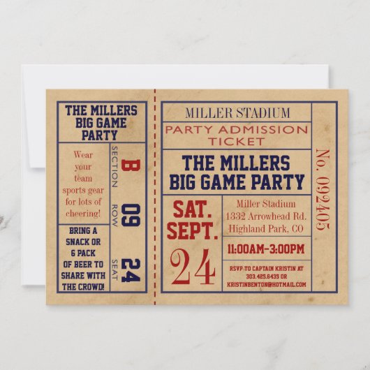  sportkaartje - Football partij Kaart (Voorkant)