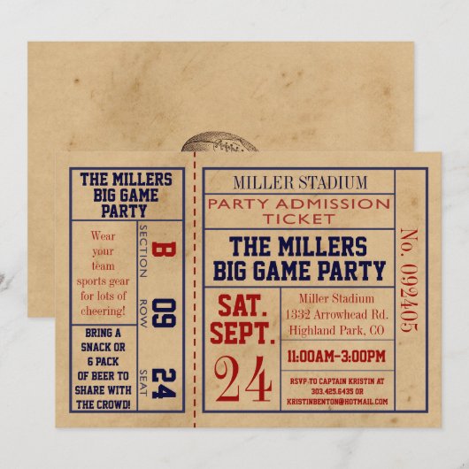  sportkaartje - Football partij Kaart (Voorkant / Achterkant)