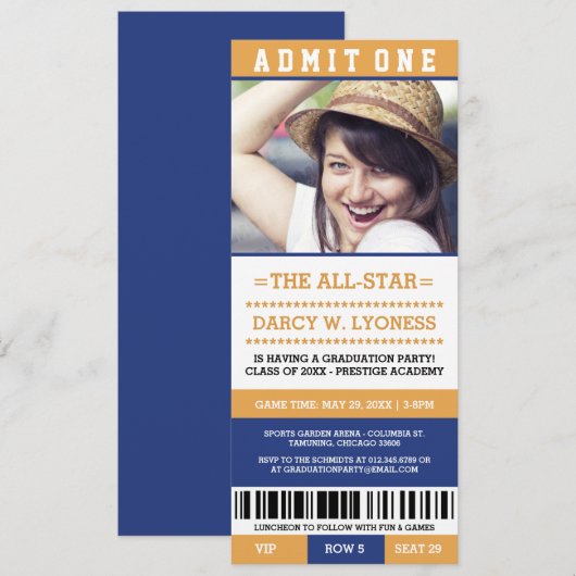 Sportkaartje Graduation Party nodigt uit Kaart (Voorkant / Achterkant)