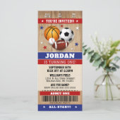 Sportkaartje uitnodigen, uitnodiging voor sport op (Staand voorkant)