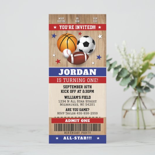 Sportkaartje uitnodigen, uitnodiging voor sport op (Staand voorkant)