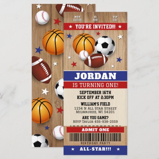 Sportkaartje uitnodigen, uitnodiging voor sport op (Voorkant / Achterkant)