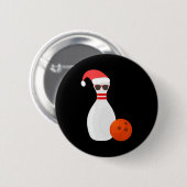 Sportkerstcadeaus - Snowman Bowling Ronde Button 5,7 Cm (Voorkant /achterkant)