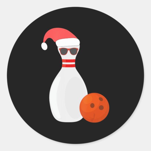 Sportkerstcadeaus - Snowman Bowling Ronde Sticker (Voorkant)