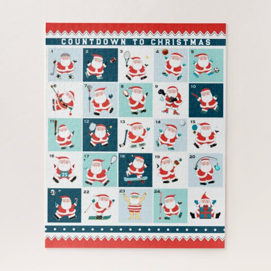 Sportkerstkerstmis met advent Calendar Jigzaag Puz Legpuzzel (Verticaal)