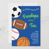 Sportkinderen Birthday Party Kaart (Voorkant)