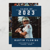 Sportklasse van aangepast Afstuderen voor foto bla Aankondiging (Voorkant / Achterkant)