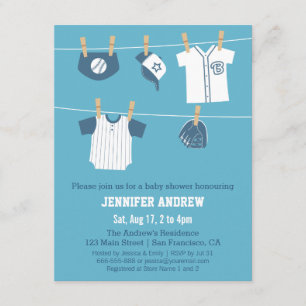 Sportkleding Baseball Baby Shower Uitnodigingen
