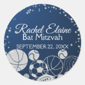 Sportknuppel Mitzvah Ronde Sticker (Voorkant)